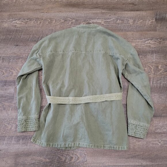 ZARA | Premium Denim Belted Kimono Cotton Linen Wrap Jacket | Sz. XS - Picture 9 of 10